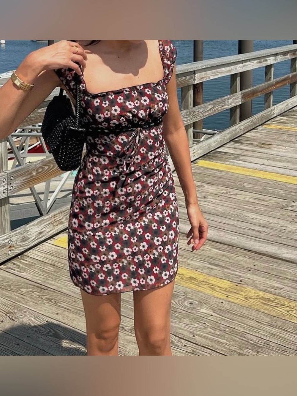 Princess Polly floral square neck mini dress size 4